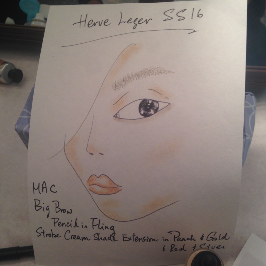 Make Up Chart Hervé Léger NYFW SS16