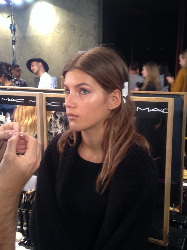 Lucia Peroni Backstage At Emilio Pucci/ Mac Cosmetics