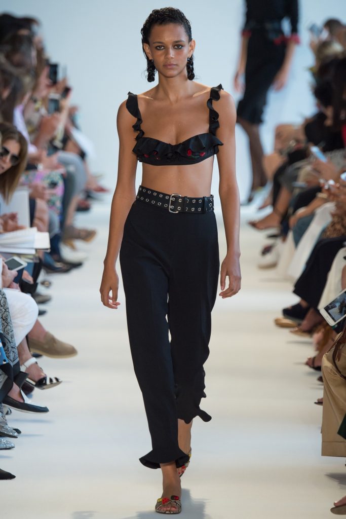 Altuzarra SS17 model on runway wearing bra summer trends