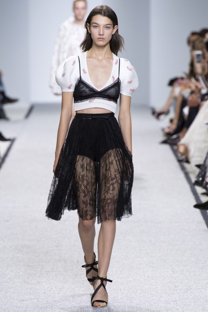 Giambattista Valli SS17 model on runway wearing bra over top summer trends